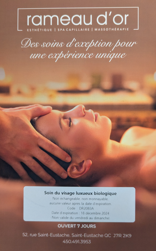 RAMEAU D'OR  -  Soin du visage luxueux biologique (valeur de 129$)