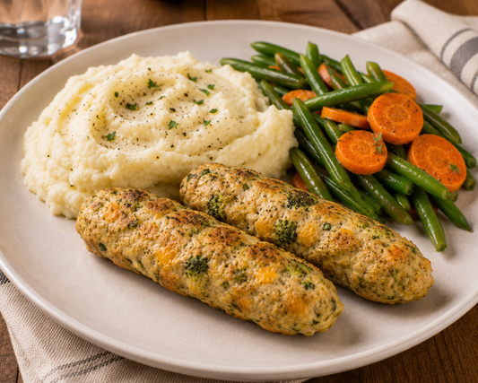 Saucisses maison de poulet, brocolis et cheddar (Jusqu'à épuisements des stocks)