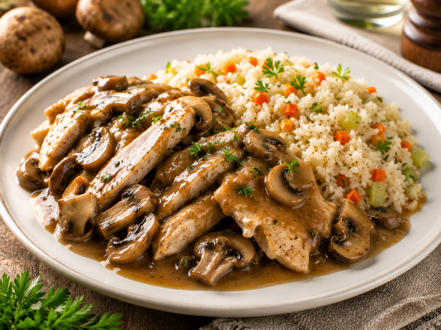 Chicken and mushroom stir-fry