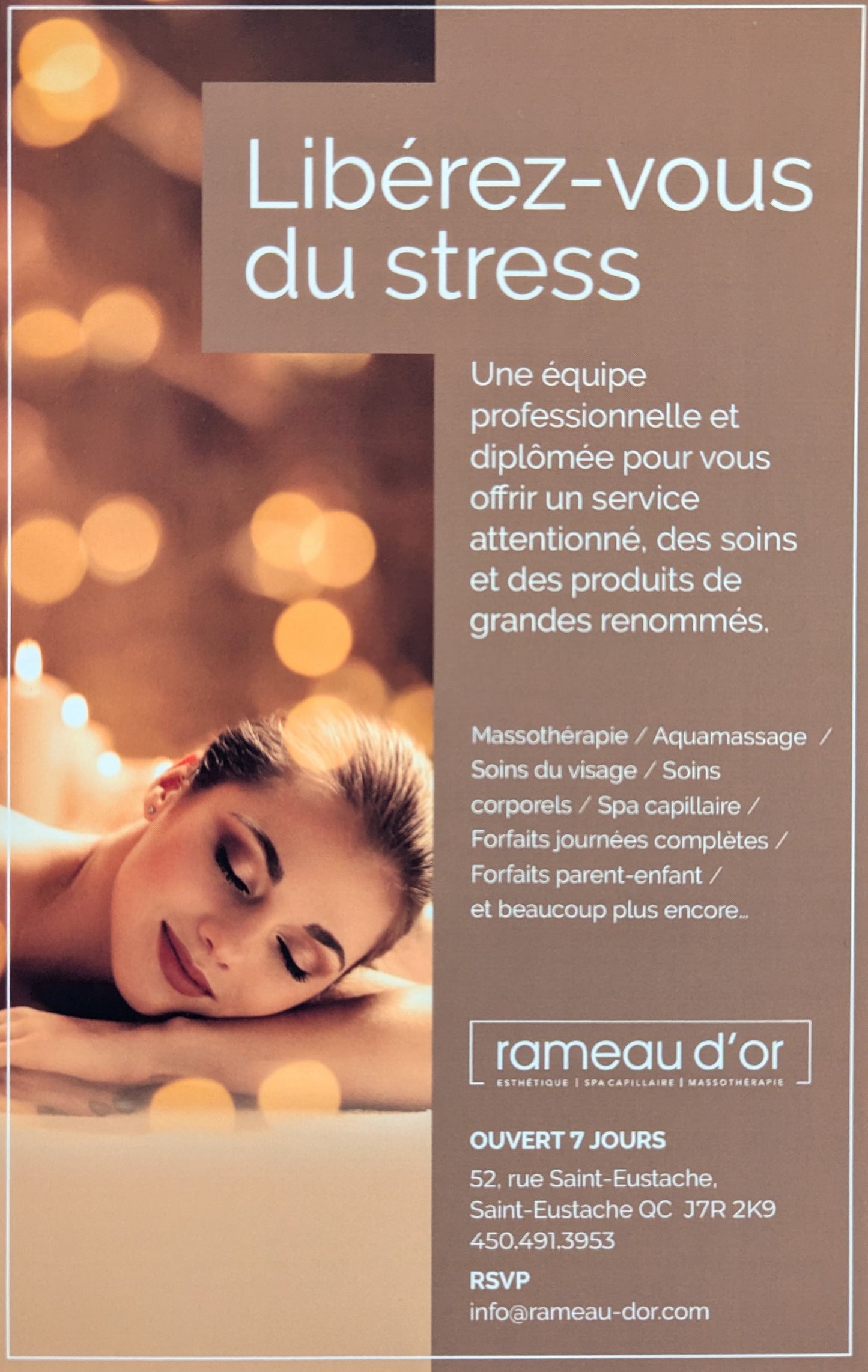 RAMEAU D'OR  -  Certificat cadeau pour massage 60 min. (Valeur de 90$)